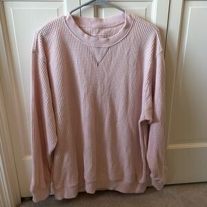 Aerie Light Pink Waffle Knit Long Sleeve Top